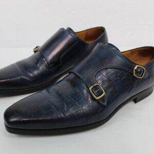 Magnanni Mens Gator Print Monk Strap Blue Shoes Size 12